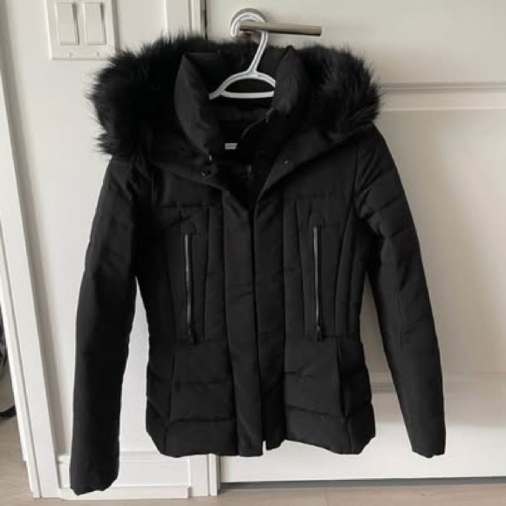 Zara black puffer down jacket size S